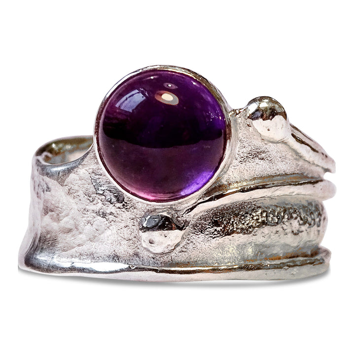 Wide Wild Wood Tendril Ring, 8mm Amethyst