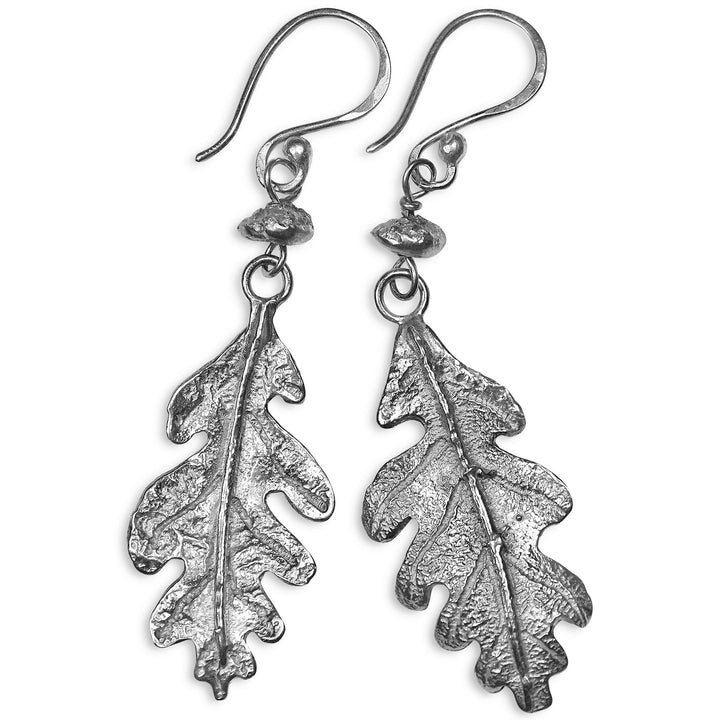 Oak Leaf Drop Earrings, Bead, Large