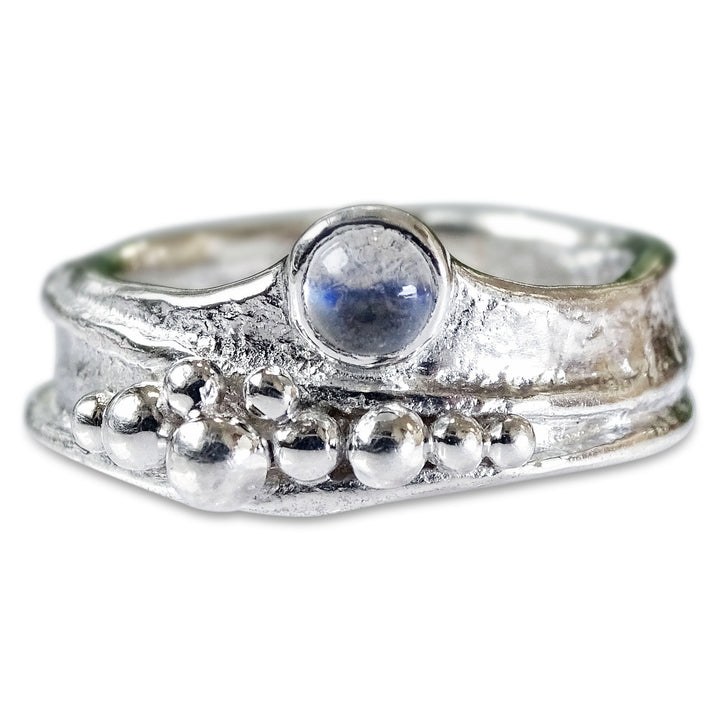 Wild Wood Seed Cluster Tendril Ring, 5mm Moonstone