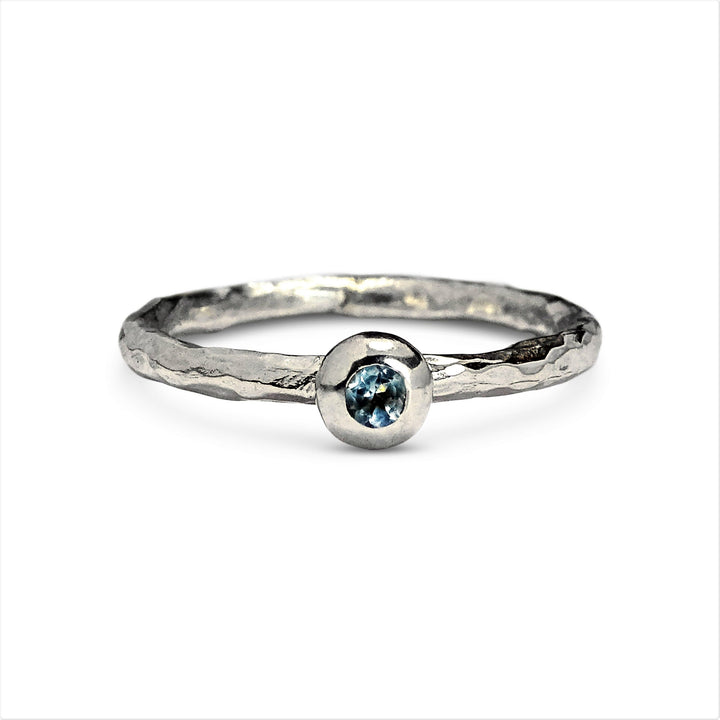 Small Pebble Ring, 2.5mm Swiss Blue Topaz