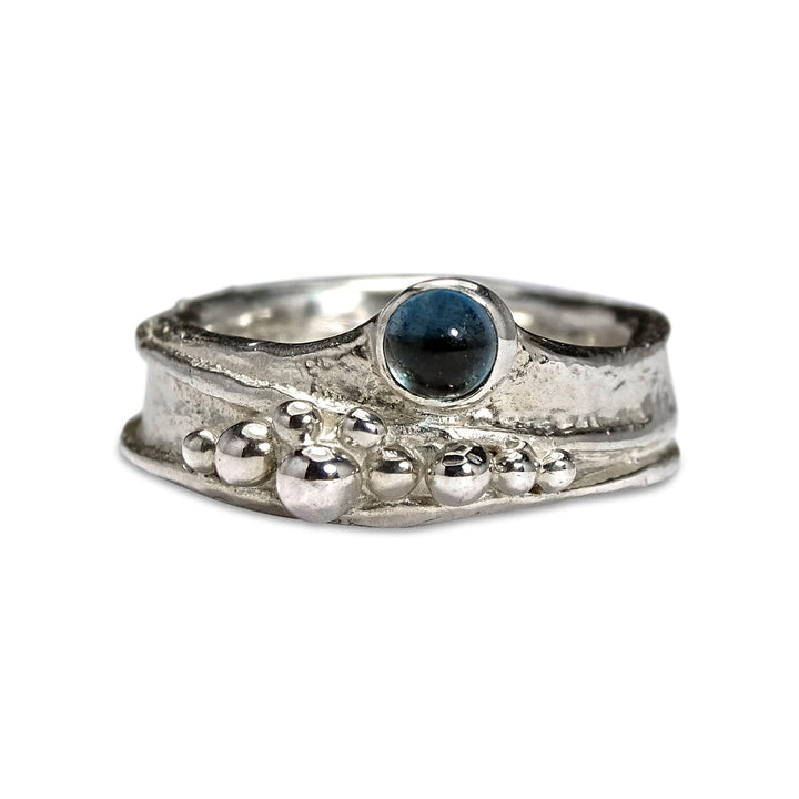 Wild Wood Seed Cluster Tendril Ring, 5mm London Blue Topaz
