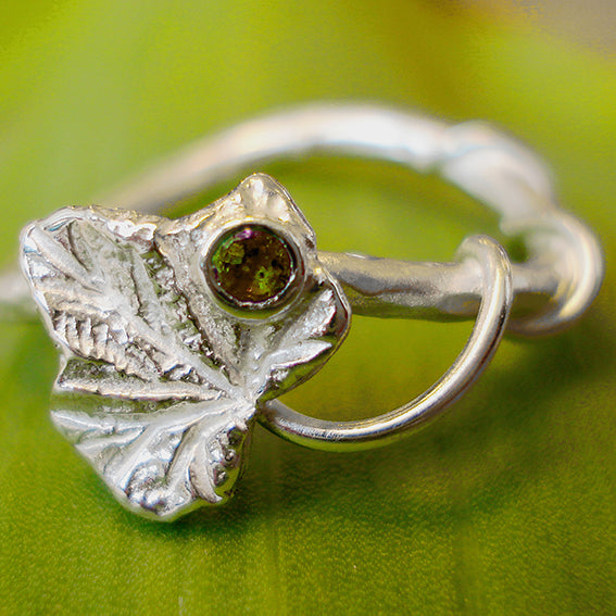 Ivy leaf Ring, Green Tourmaline