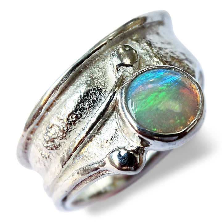 Wild Wood Tendril Ring, Wide, 6mm Opal