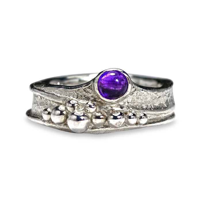 Wild Wood Seed Cluster Tendril Ring, 5mm Amethyst