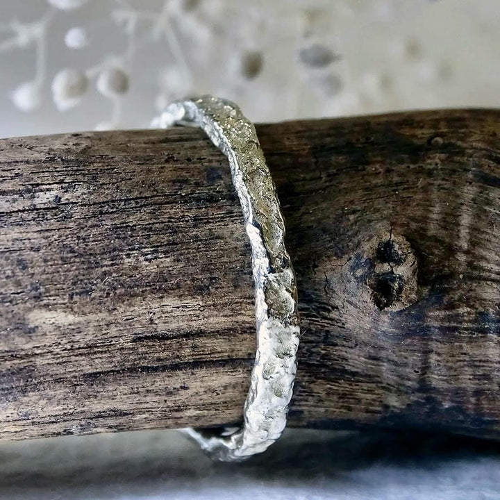 Bark ring, 2mm wide, silver