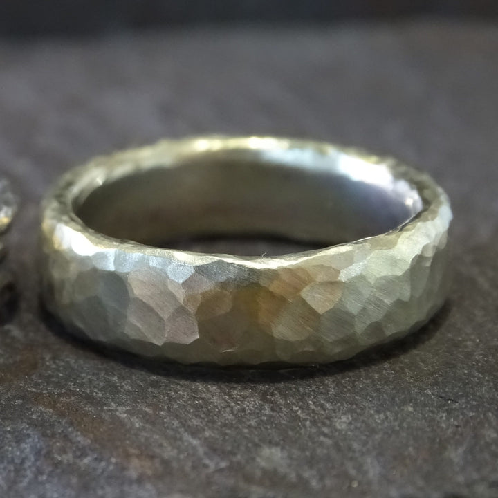 Hammered Ring, 6mm x 3mm oval profile, Silver