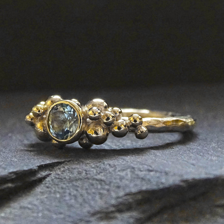 Sea Foam ring, 5mm Aquamarine, 9ct gold
