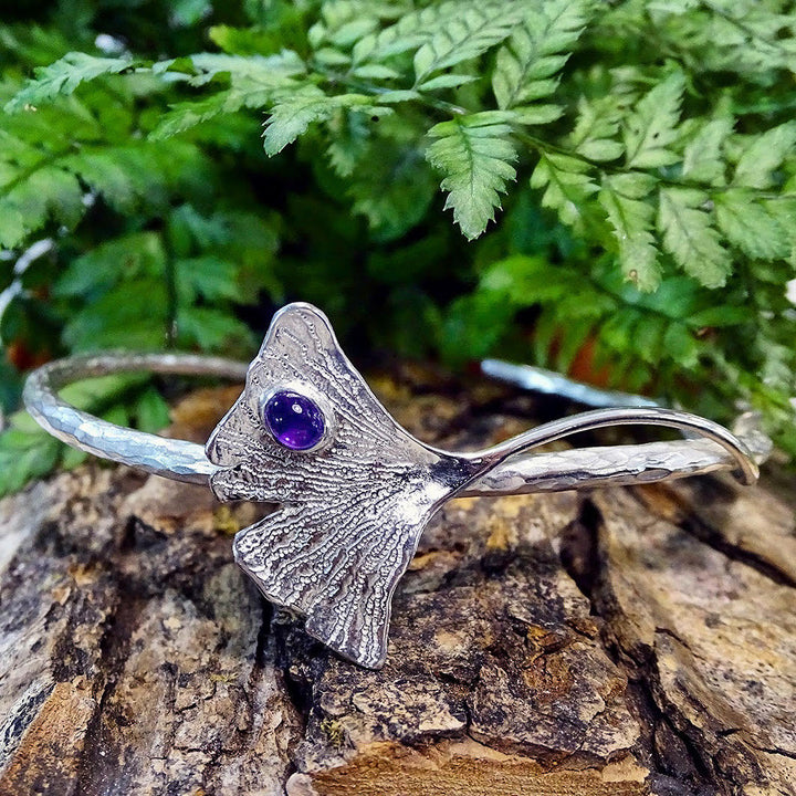 Gingko Leaf bracelet, Amethyst