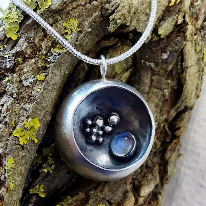 Moon Shadow Lunar Pod pendant with Moonstone
