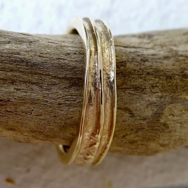 Wide Reed ring, 9ct yellow gold