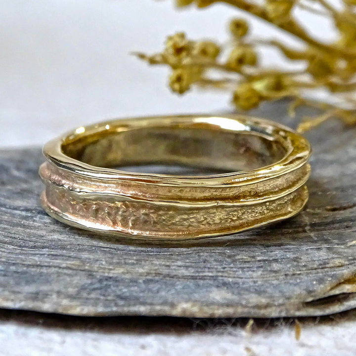 Wide Reed ring, 9ct yellow gold