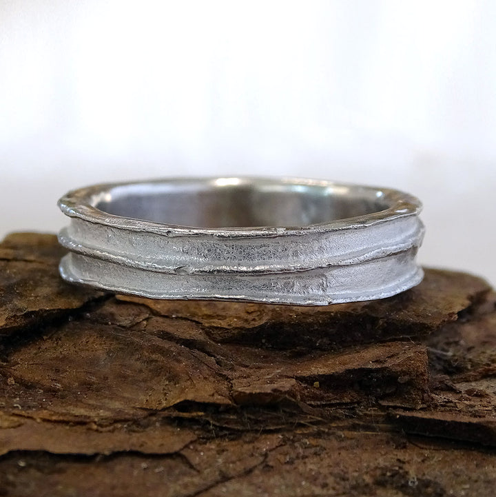 Wide Reed ring, silver