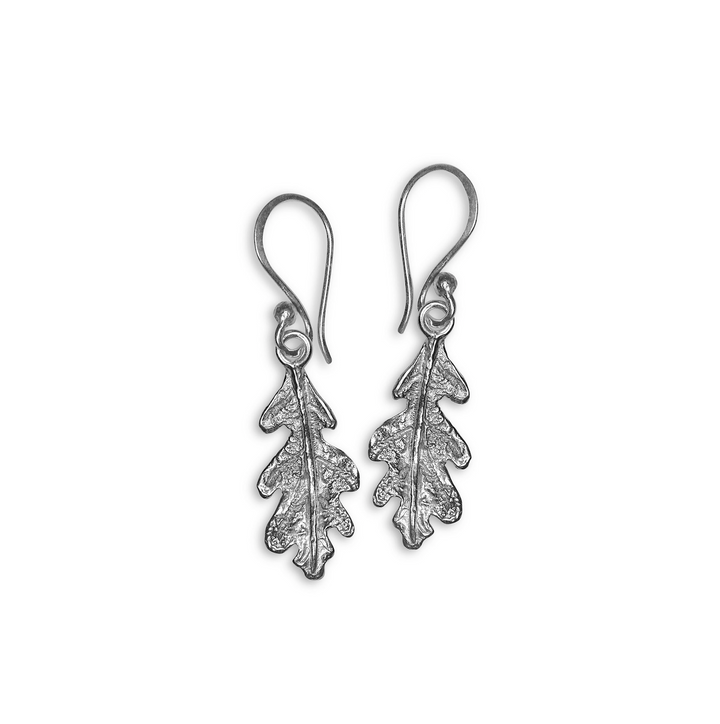 Oak Leaf Drop Earrings, Tiny