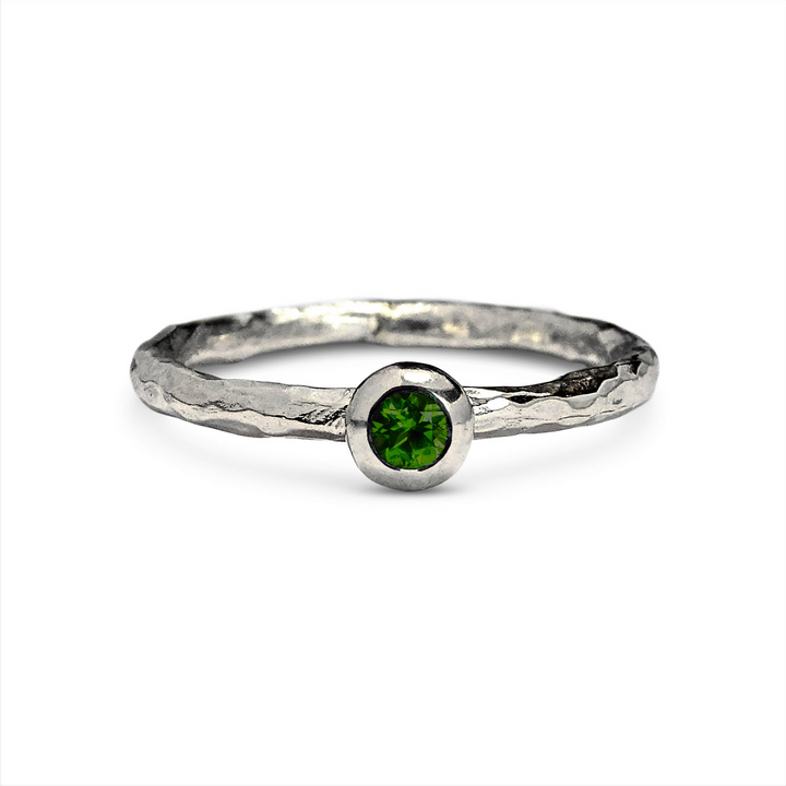 Small Pebble ring, 2.5mm Green Tourmaline