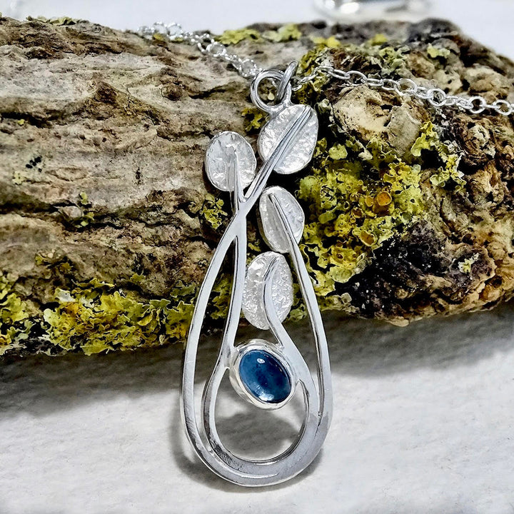 Wild Wood Entwining Leaves pendant, with London Blue Topaz