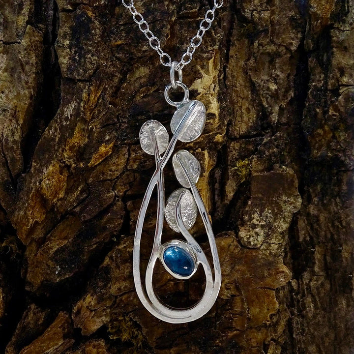 Wild Wood Entwining Leaves pendant, with London Blue Topaz