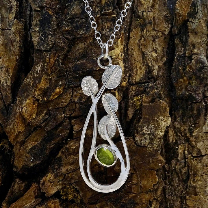 Wild Wood Entwining Leaves pendant, with Peridot