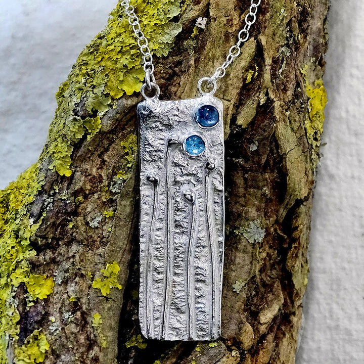 Wild Wood Tendril pendant London and Swiss Blue Topaz