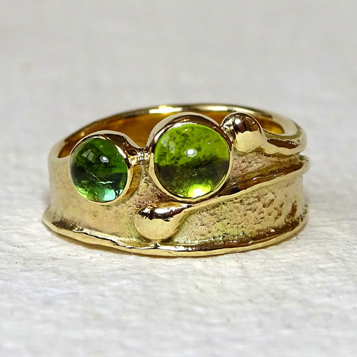 Wild Wood Tendril Ring, Peridot and Green Tourmaline