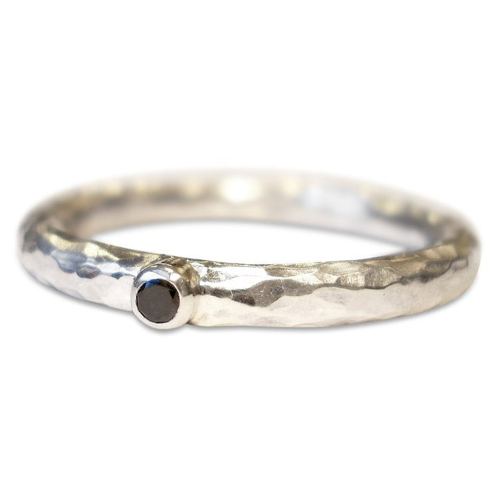 Hammered Dot Ring, Black Diamond