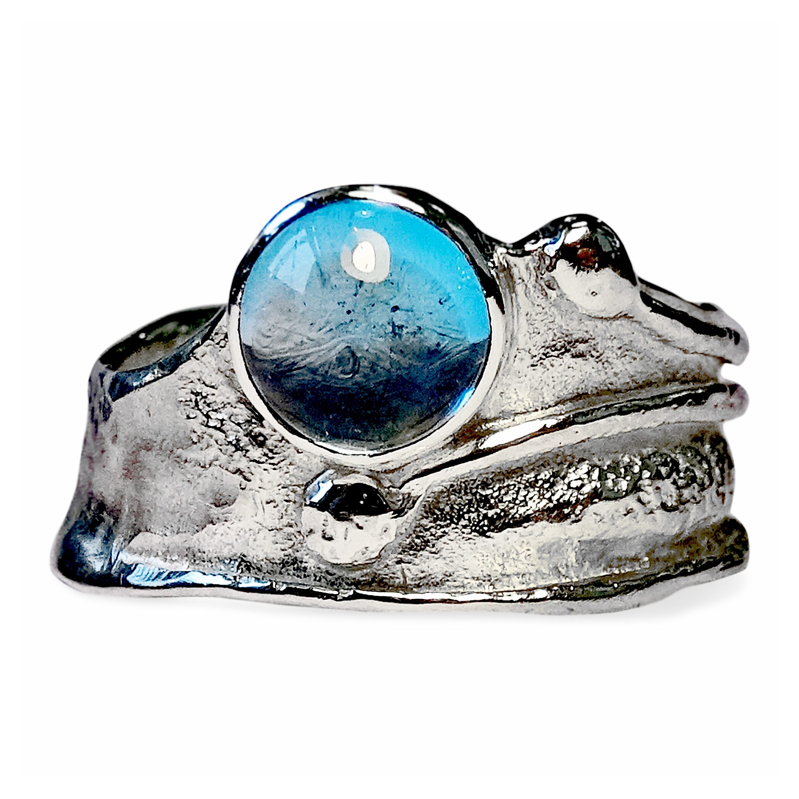 Wild Wood Tendril Ring, 7mm Swiss Blue Topaz