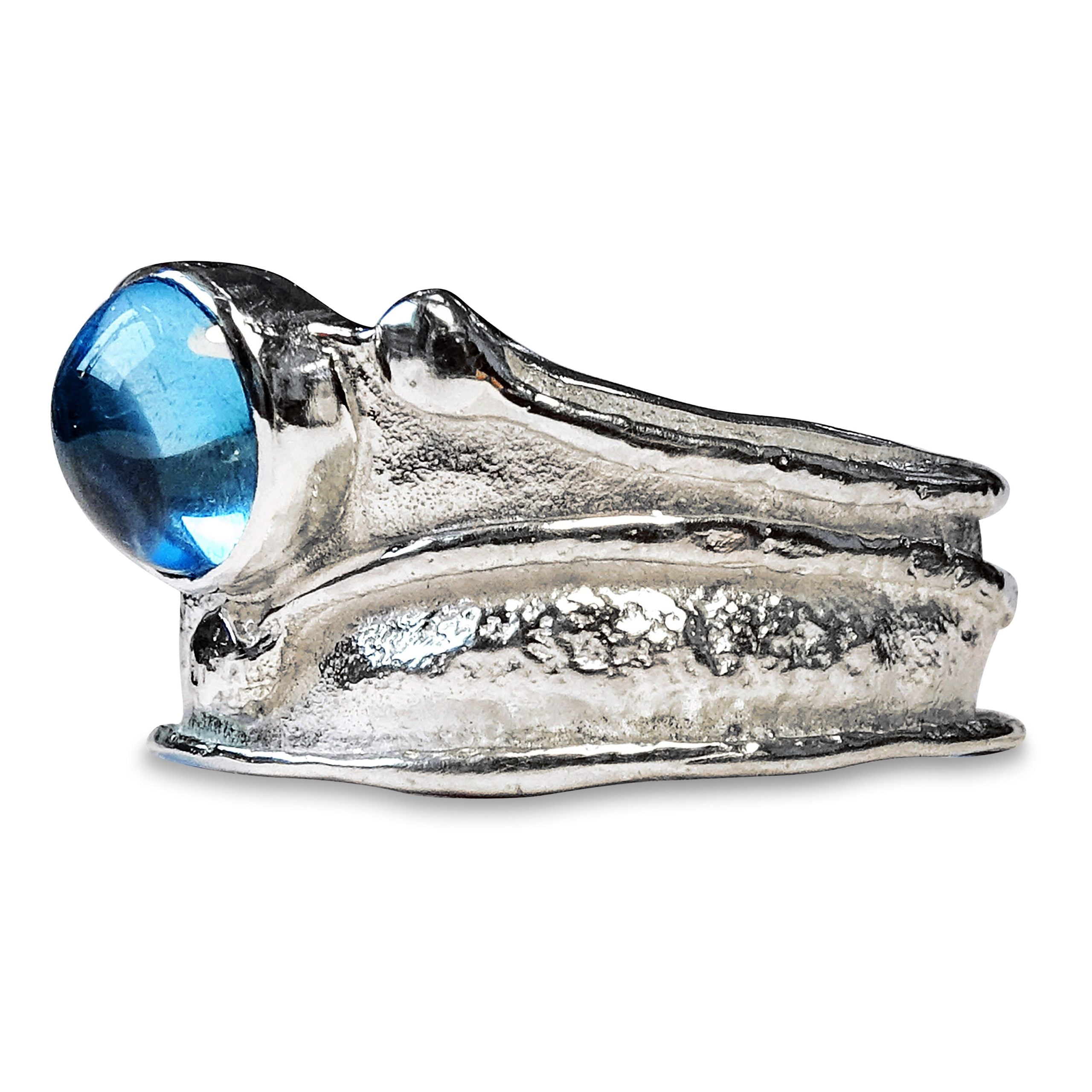 Wild Wood Tendril Ring, 7mm Swiss Blue Topaz