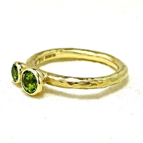 Duo Ring, 9ct gold, 5mm Peridot and 4mm Green Tourmaline