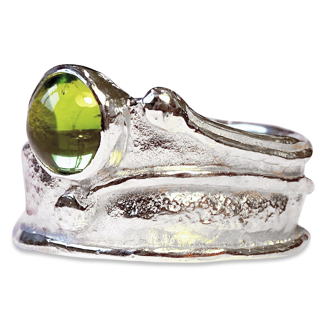 Wide Wild Wood Tendril Ring, 7mm Peridot