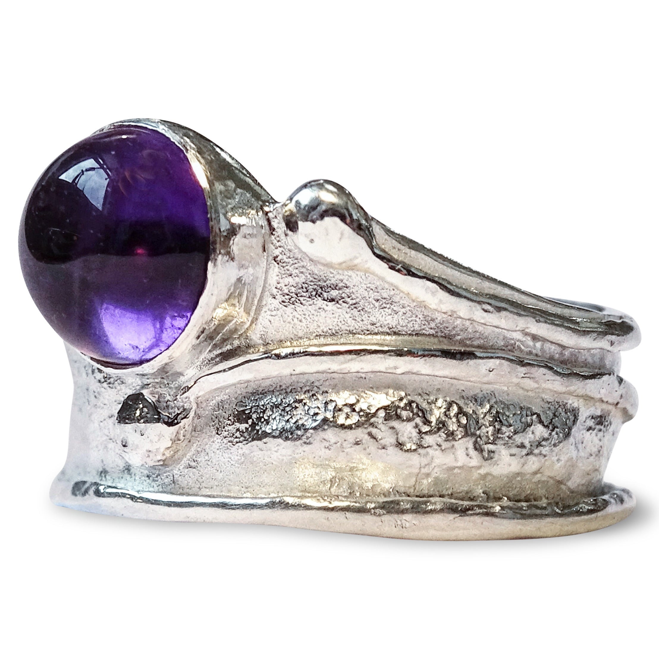 Wide Wild Wood Tendril Ring, 8mm Amethyst