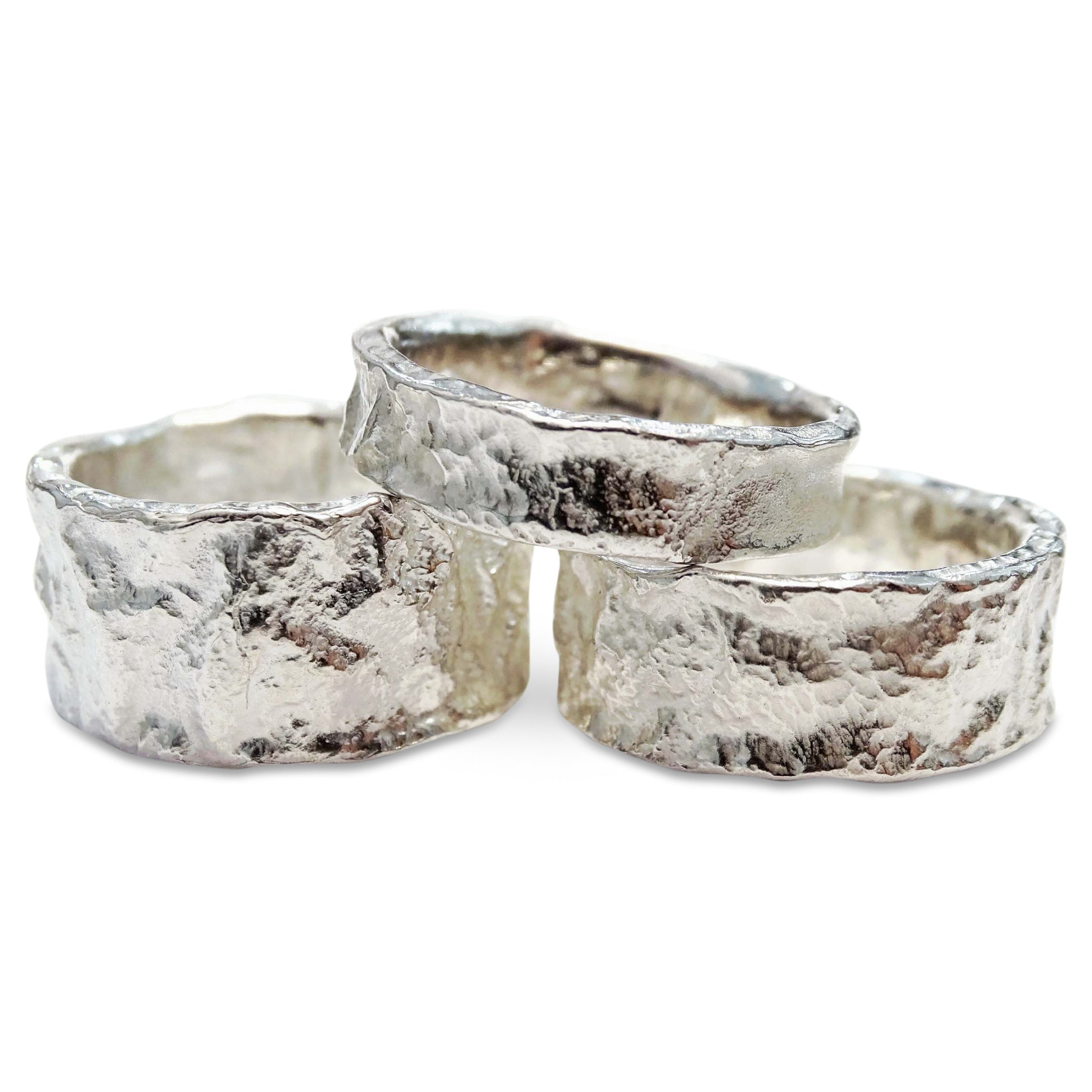 Bark Ring, 5mm - 6mm wide, silver