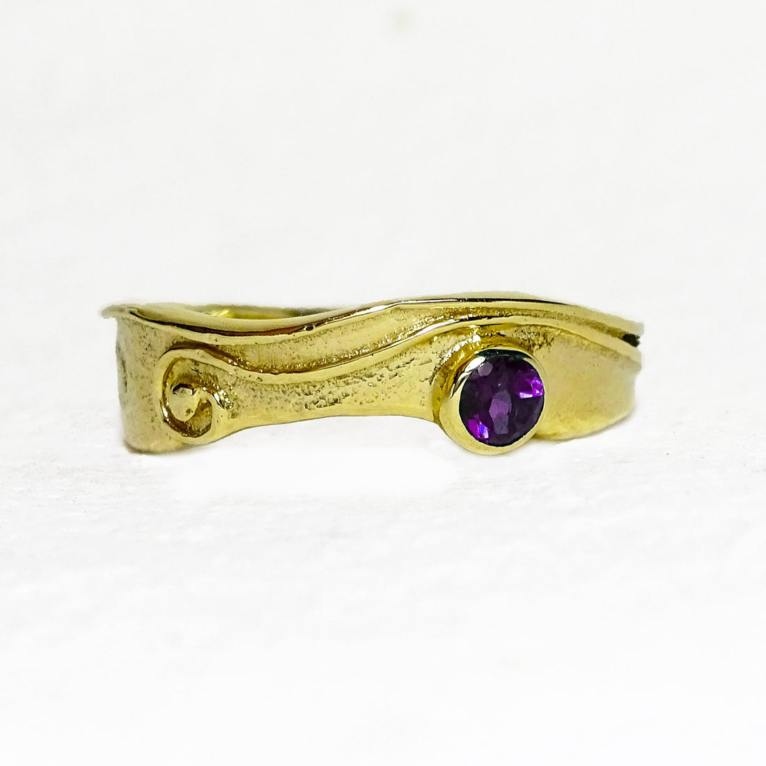 Narrow Wild Wood Tendril Ring, Amethyst, 9ct Gold