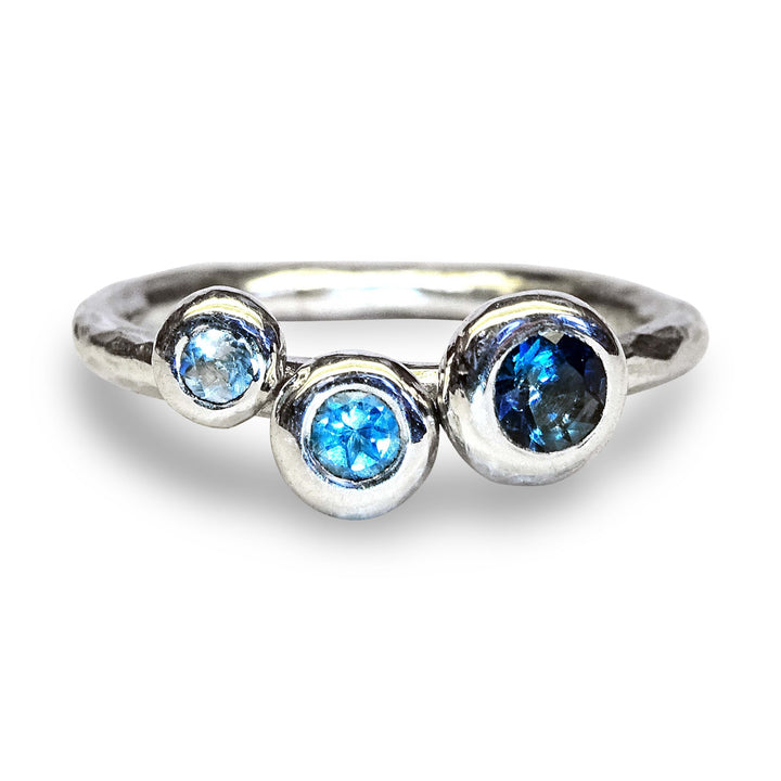 Pebble Cluster ring, 4.5mm London Blue Topaz, 3.5mm and 2.5mm Tanzanite