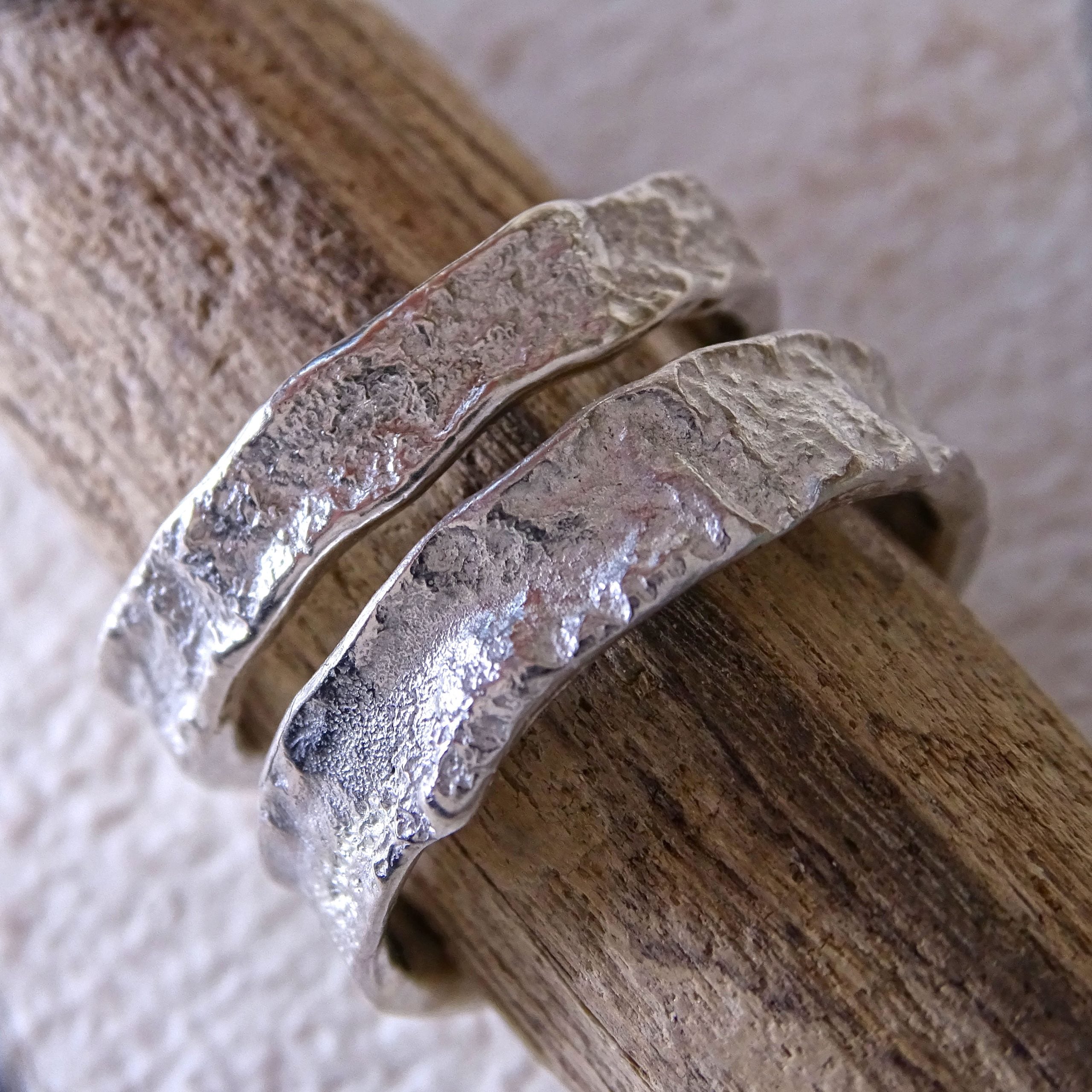 Bark Ring, 5mm - 6mm wide, silver