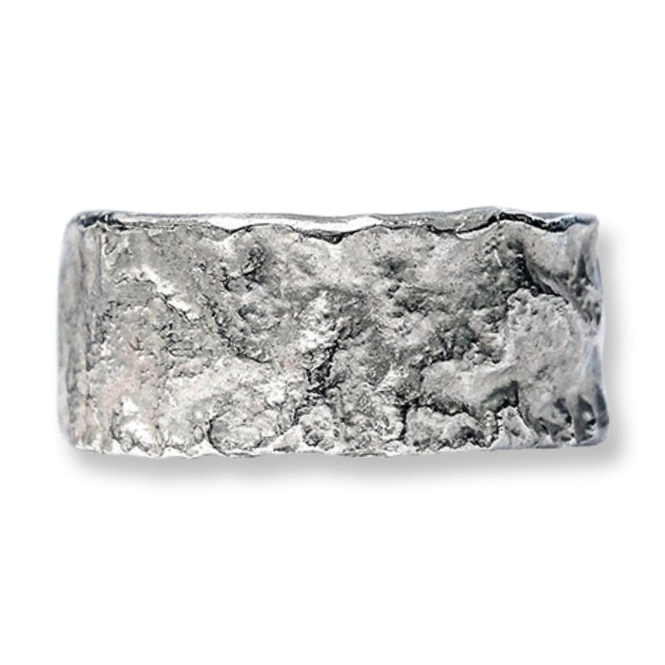 Bark Ring, 10mm wide, silver