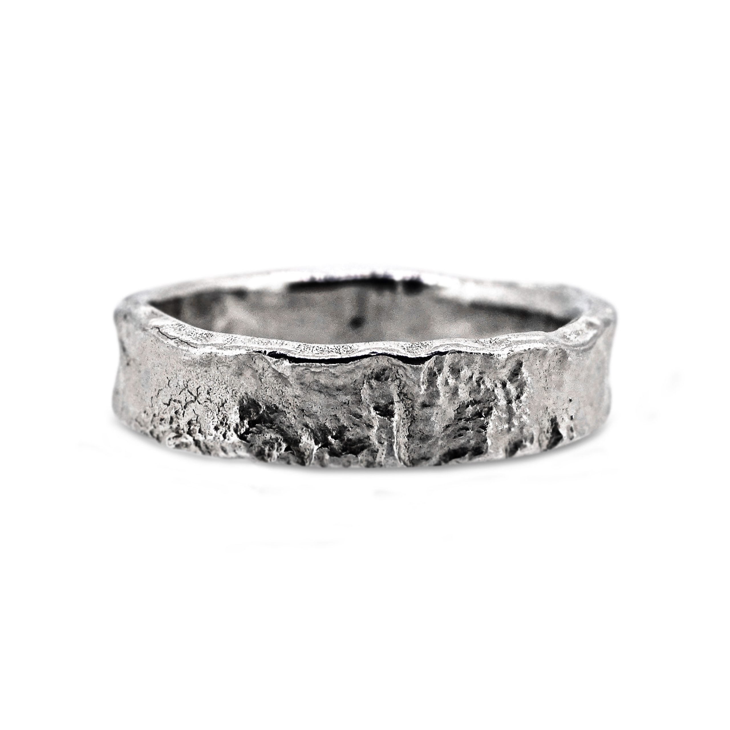 Bark Ring, 5mm - 6mm wide, silver