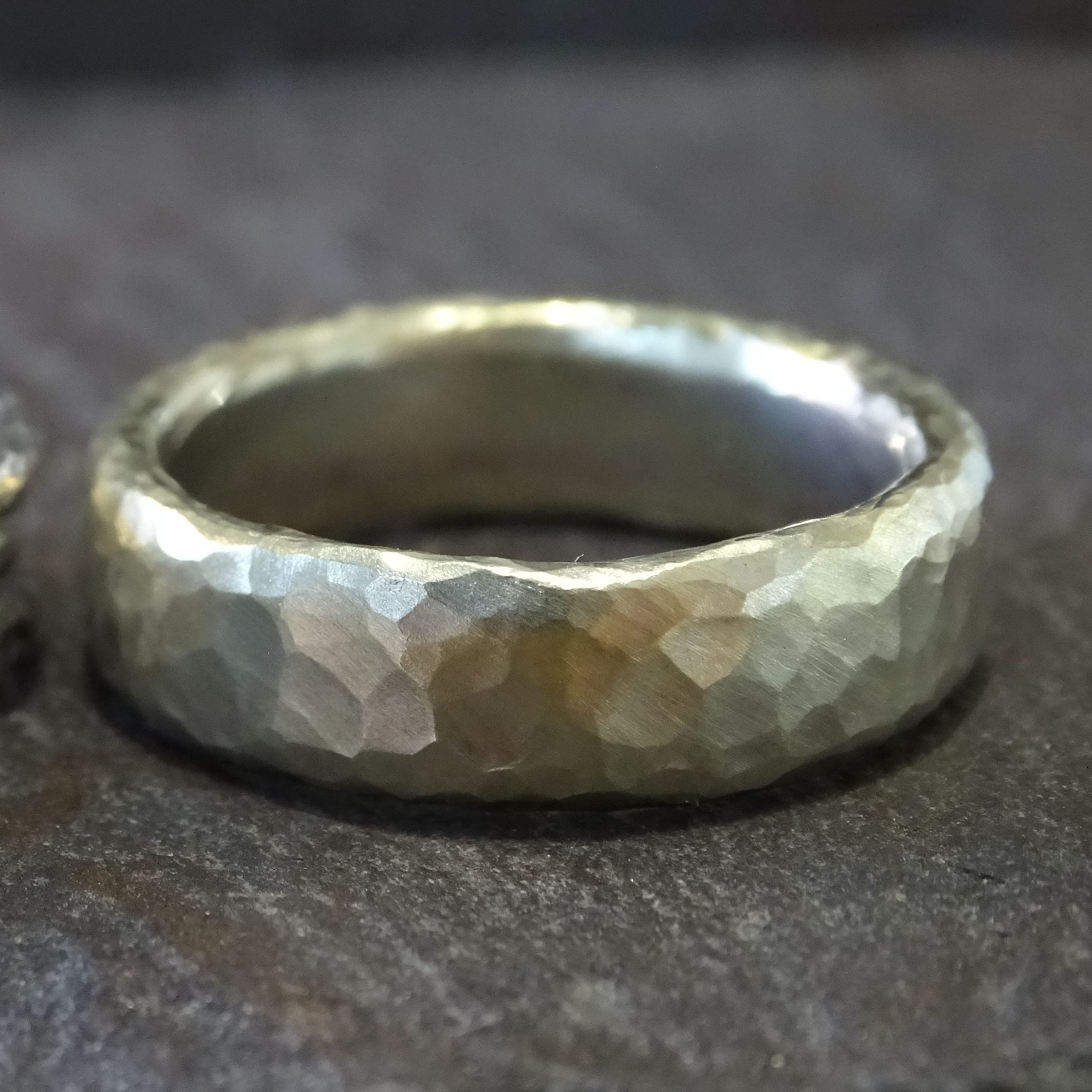 Hammered Ring, 6mm x 3mm oval profile, Silver