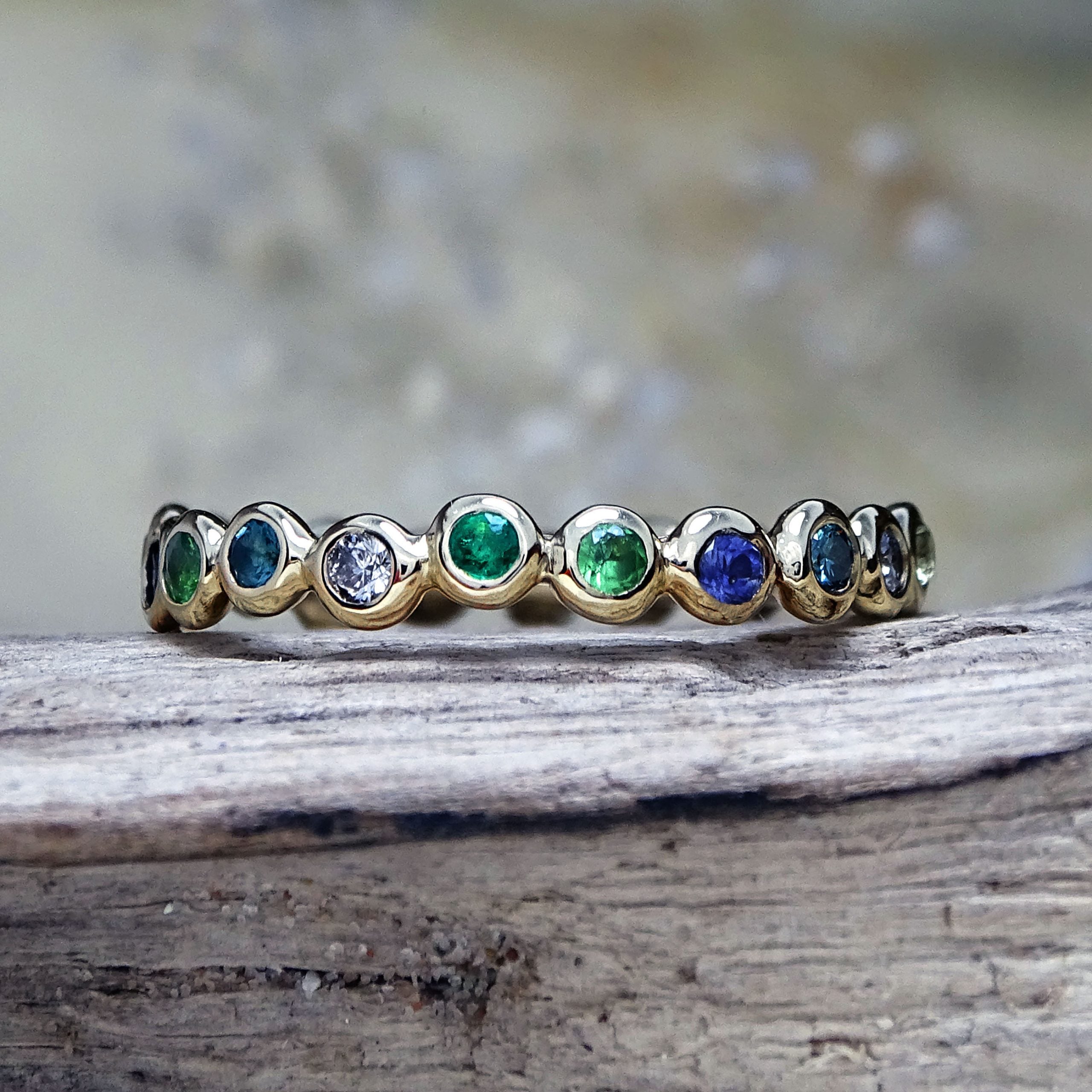 Narrow Stepping Stones Eternity ring, 9ct gold