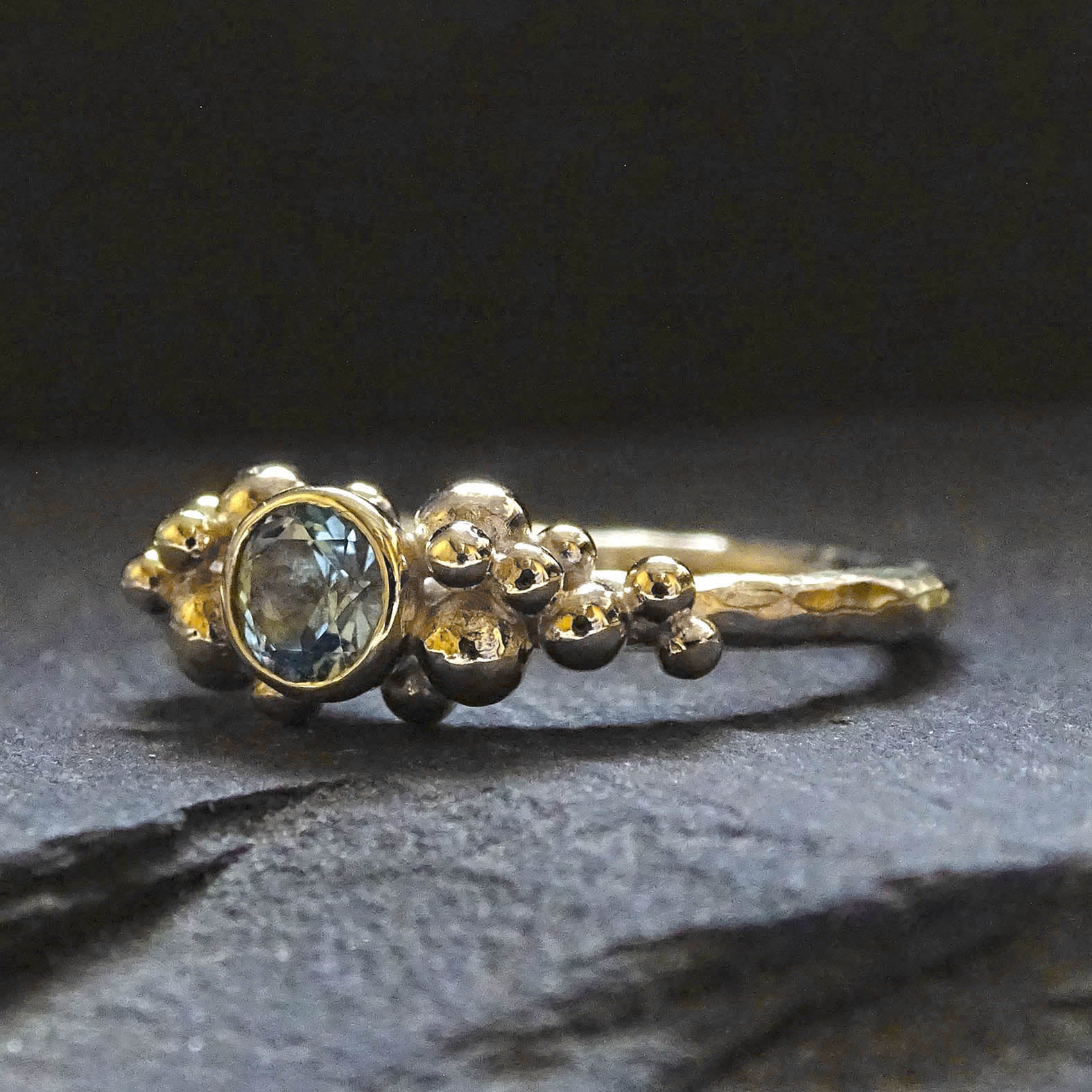 Sea Foam ring, 5mm Aquamarine, 9ct gold