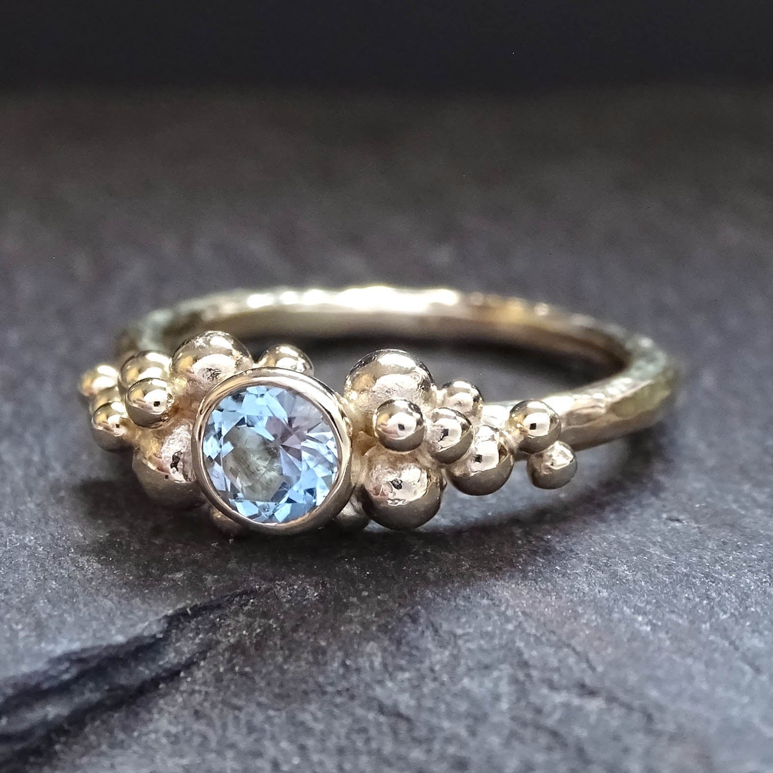 Sea Foam ring, 5mm Aquamarine, 9ct gold