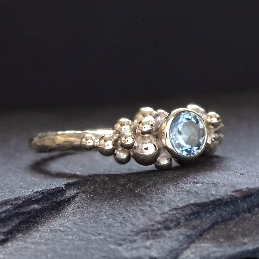 Sea Foam ring, 5mm Aquamarine, 9ct gold