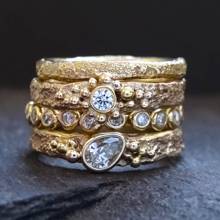 Bark Seed Cluster ring, Diamond, 2.5mm, 9ct gold