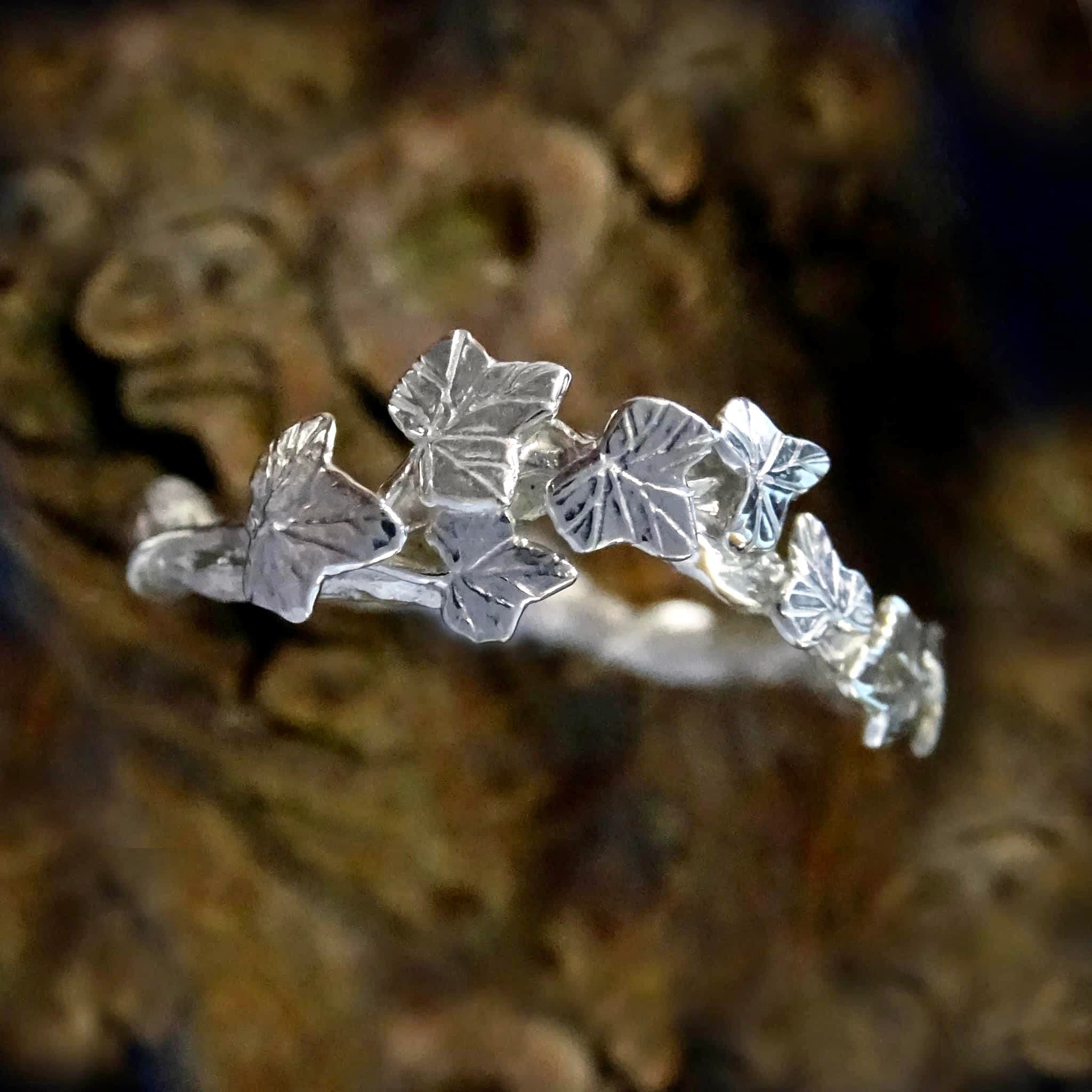 Entwining Ivy ring, sterling silver