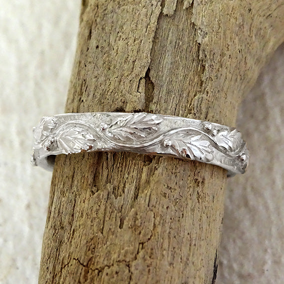 Entwining Leaves Eternity ring, medium, sterling silver