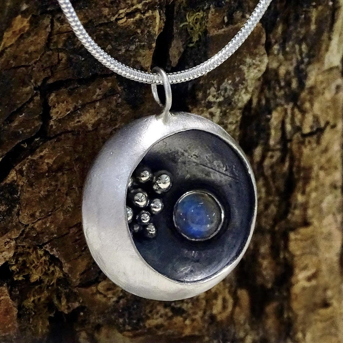 Moon Shadow Lunar Pod pendant with Moonstone