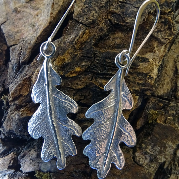 Oak Leaf Drop Earrings, Large