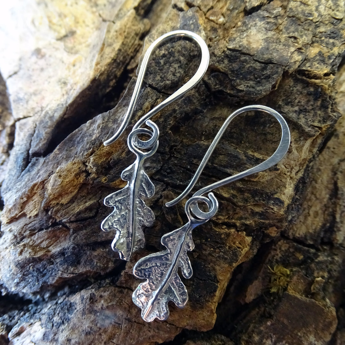 Oak Leaf Drop Earrings, tiny