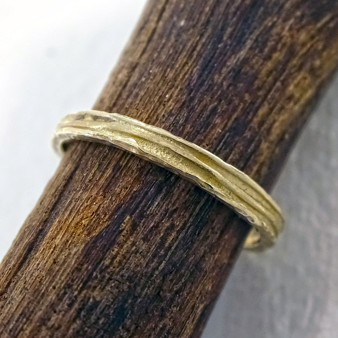 Narrow Reed ring, 9ct yellow gold