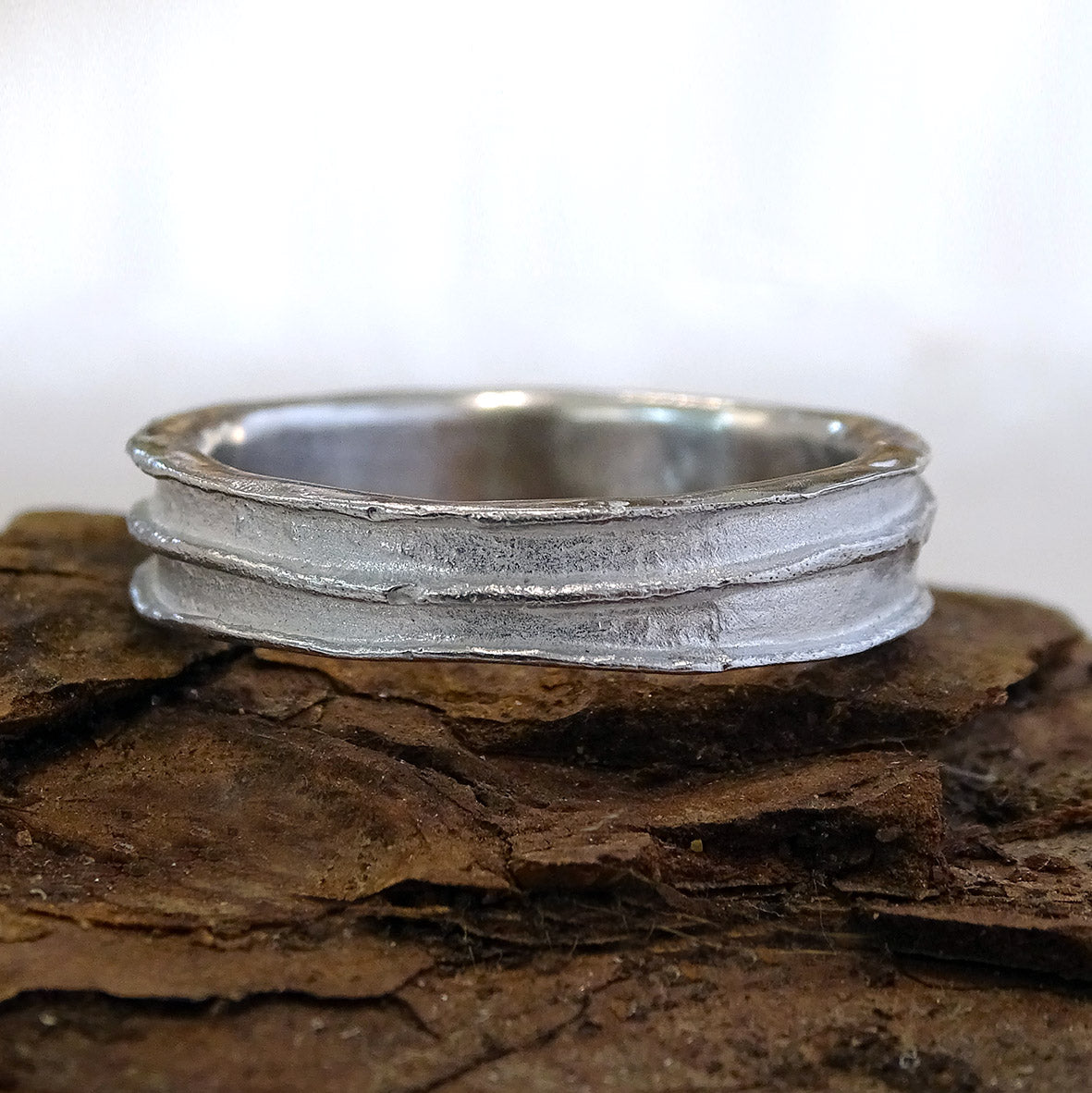 Wide Reed ring, silver