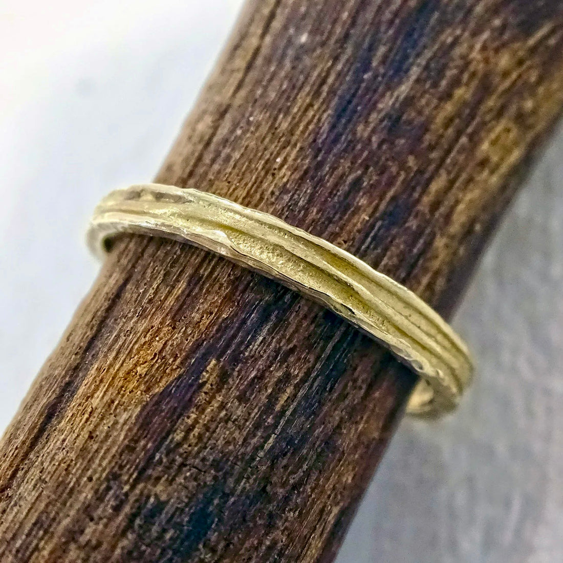 Narrow Reed ring, 9ct yellow gold