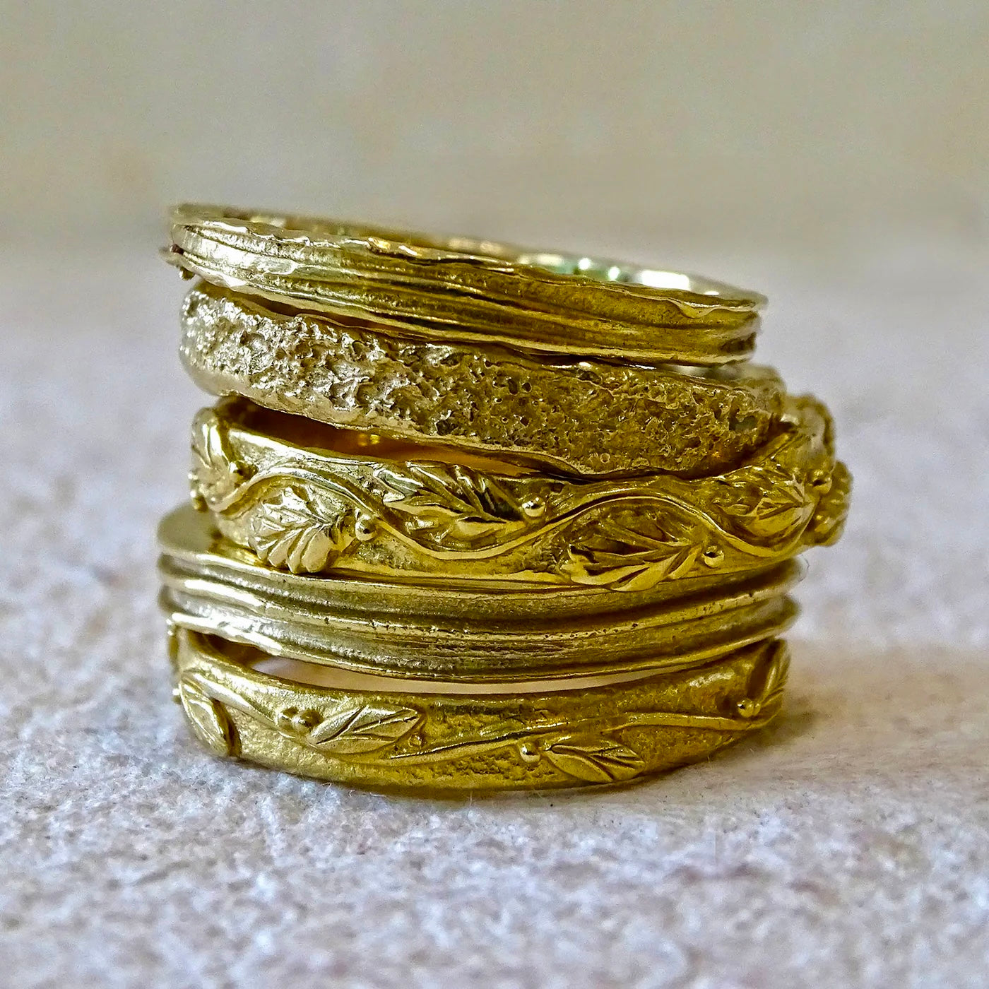 Narrow Reed ring, 9ct yellow gold